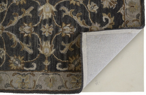HomeRoots 8' Gray and Ivory Floral Hand-Tufted Wool Area Rug – Elegant, Durable, Stain-Resistant Design for Homes 8' X 11' 511266