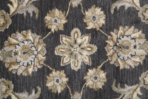 HomeRoots 8' Gray and Ivory Floral Hand-Tufted Wool Area Rug – Elegant, Durable, Stain-Resistant Design for Homes 8' X 11' 511266