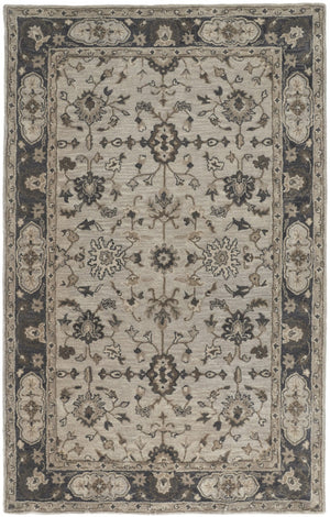 HomeRoots 4' Gray and Ivory Wool Floral Hand-Tufted Area Rug - Timeless Comfort and Durability for Any Room 5' X 8' 511273