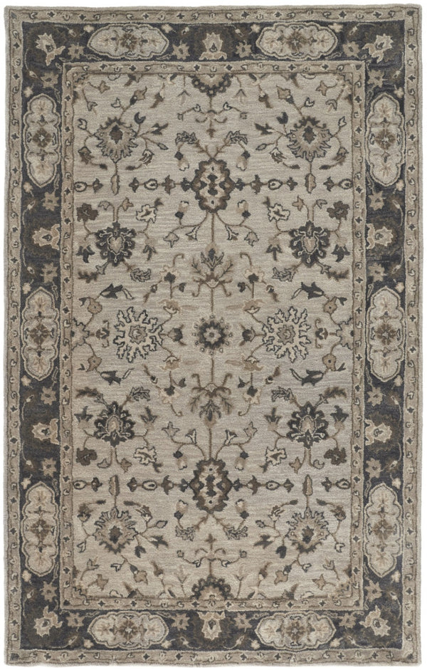 HomeRoots 4' Gray and Ivory Wool Floral Hand-Tufted Area Rug - Timeless Comfort and Durability for Any Room 5' X 8' 511273