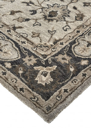 HomeRoots 4' Gray and Ivory Wool Floral Hand-Tufted Area Rug - Timeless Comfort and Durability for Any Room 5' X 8' 511273