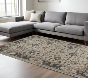 HomeRoots 4' Gray and Ivory Wool Floral Hand-Tufted Area Rug - Timeless Comfort and Durability for Any Room 8' X 11' 511274