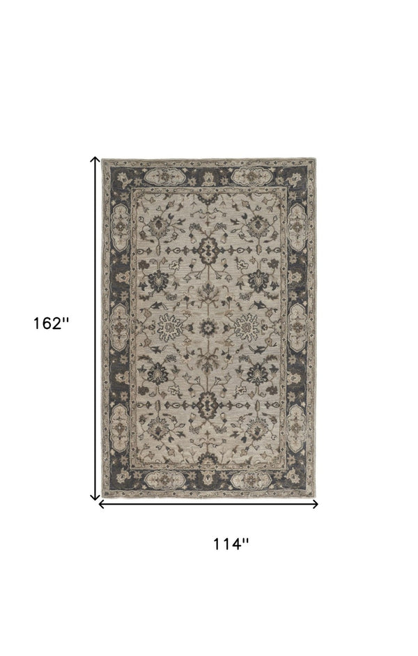 HomeRoots 4' Gray and Ivory Wool Floral Hand-Tufted Area Rug - Timeless Comfort and Durability for Any Room 10' X 13' 511275