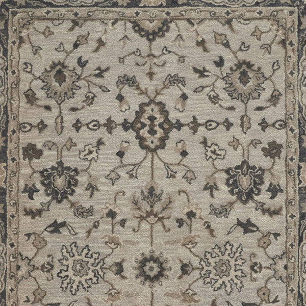 HomeRoots 4' Gray and Ivory Wool Floral Hand-Tufted Area Rug - Timeless Comfort and Durability for Any Room 10' X 13' 511275