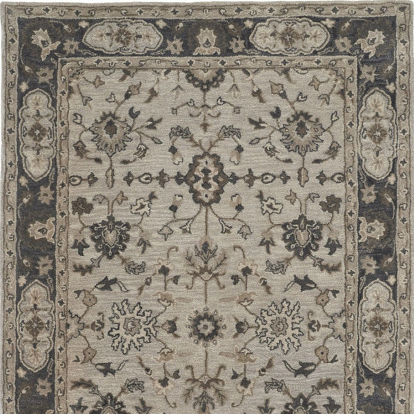 HomeRoots 4' Gray and Ivory Wool Floral Hand-Tufted Area Rug - Timeless Comfort and Durability for Any Room 10' X 13' 511275