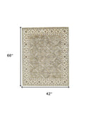 Homeroots 4' X 6' Green Brown And Taupe Wool Paisley Tufted Handmade Stain Resistant Area Rug  Wool 511280