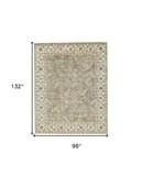 Homeroots 8' X 11' Green Brown And Taupe Wool Paisley Tufted Handmade Stain Resistant Area Rug  Wool 511282