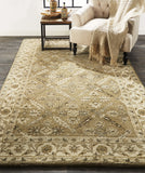 Homeroots 8' X 11' Green Brown And Taupe Wool Paisley Tufted Handmade Stain Resistant Area Rug  Wool 511282