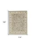 Homeroots 10' X 13' Green Brown And Taupe Wool Paisley Tufted Handmade Stain Resistant Area Rug  Wool 511283