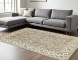 Homeroots 10' X 13' Green Brown And Taupe Wool Paisley Tufted Handmade Stain Resistant Area Rug  Wool 511283