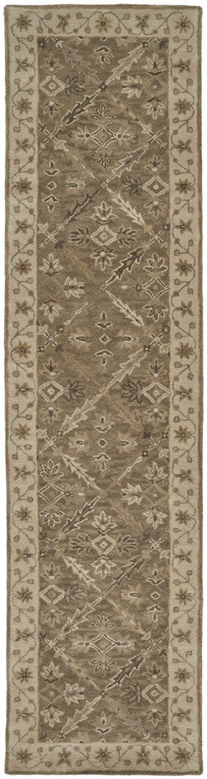 Homeroots 10' Green Brown And Taupe Wool Paisley Tufted Handmade Stain Resistant Runner Rug  Wool 511284