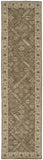 Homeroots 10' Green Brown And Taupe Wool Paisley Tufted Handmade Stain Resistant Runner Rug  Wool 511284