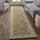 Homeroots 10' Green Brown And Taupe Wool Paisley Tufted Handmade Stain Resistant Runner Rug  Wool 511284