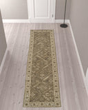 Homeroots 10' Green Brown And Taupe Wool Paisley Tufted Handmade Stain Resistant Runner Rug  Wool 511284