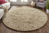 Homeroots 8' Green Brown And Taupe Round Wool Paisley Tufted Handmade Stain Resistant Area Rug  Wool 511285