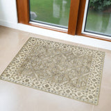 Homeroots 2' X 3' Green Brown And Taupe Wool Paisley Tufted Handmade Stain Resistant Area Rug  Wool 511287