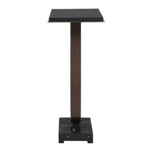 Uttermost Galloway Black Marble and Bronze Iron Sculptural Side Table for Modern Rooms