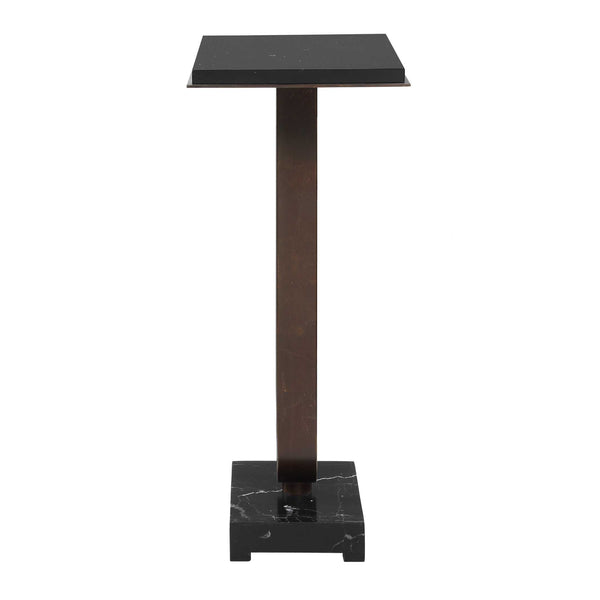 Uttermost Galloway Black Marble and Bronze Iron Sculptural Side Table for Modern Rooms