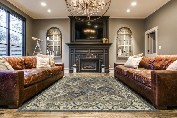 HomeRoots 10' Hand-Tufted Wool Area Rug with Floral Motif, Gray, Ivory & Blue - Elegant, Durable & Soft 10' X 13' 511291