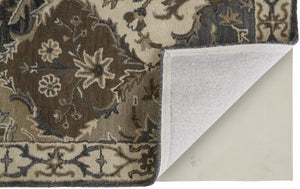 HomeRoots 10' Hand-Tufted Wool Area Rug with Floral Motif, Gray, Ivory & Blue - Elegant, Durable & Soft 10' X 13' 511291