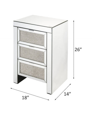 English Elm Noralie Glam Mirrored 3 Drawer Accent Table with Faux Diamond Acrylic Inlay B2726P457629