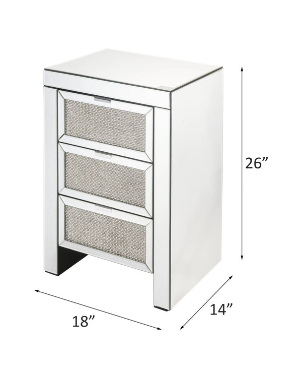 English Elm Noralie Glam Mirrored 3 Drawer Accent Table with Faux Diamond Acrylic Inlay B2726P457629