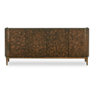 Uttermost Uttermost Melbourne Mappa Burl Veneer Four Door Credenza with Brass Iron Legs 51129