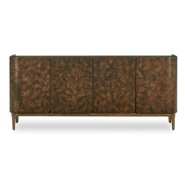 Uttermost Uttermost Melbourne Mappa Burl Veneer Four Door Credenza with Brass Iron Legs 51129