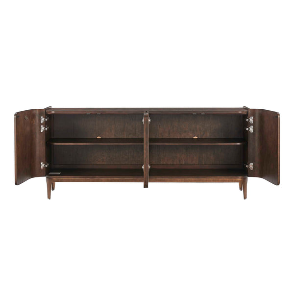 Uttermost Melbourne Mappa Burl Veneer Four Door Credenza with Brass Iron Legs
