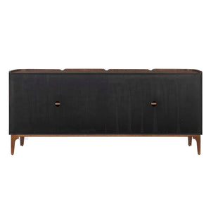 Uttermost Melbourne Mappa Burl Veneer Four Door Credenza with Brass Iron Legs