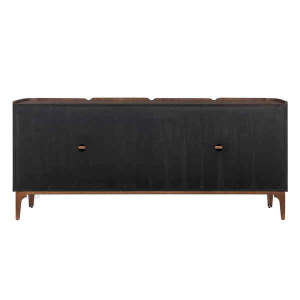 Uttermost Melbourne Mappa Burl Veneer Four Door Credenza with Brass Iron Legs