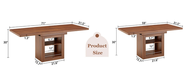 English Elm An Extendable Mdf Dining Table with Open Shelf Storage Seats up to Eight Walnut W1151S04667