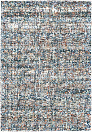 HomeRoots 5' Handmade Tufted Area Rug - Cozy Blue Ivory and Orange Plaid Design for Timeless Style and Comfort 5' X 8' 511302