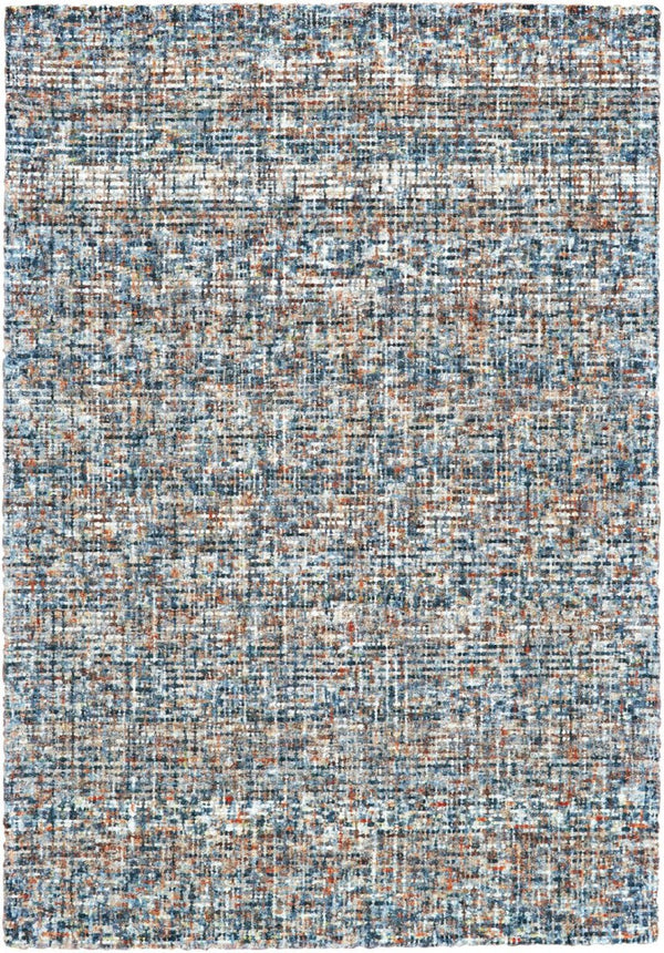 HomeRoots 5' Handmade Tufted Area Rug - Cozy Blue Ivory and Orange Plaid Design for Timeless Style and Comfort 5' X 8' 511302