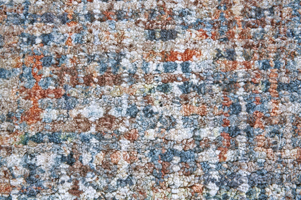 HomeRoots 5' Handmade Tufted Area Rug - Cozy Blue Ivory and Orange Plaid Design for Timeless Style and Comfort 5' X 8' 511302
