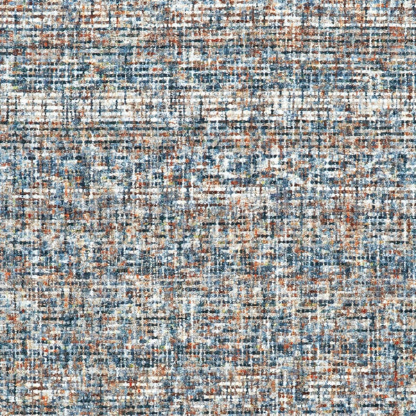 HomeRoots 5' Handmade Tufted Area Rug - Cozy Blue Ivory and Orange Plaid Design for Timeless Style and Comfort 5' X 8' 511302