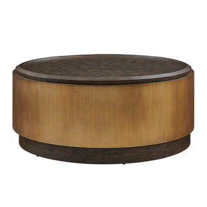 Uttermost Uttermost Parrish Mappa Burl Veneer Round Coffee Table with Antique Brass Finish 51130