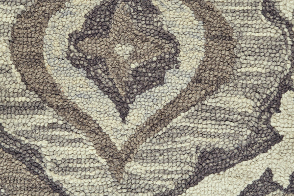 HomeRoots 5' Handmade Wool Floral Tufted Area Rug with Fringe – Elegant Gray Taupe and Ivory Design for Home 5' X 8' 511316