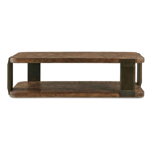 Uttermost Uttermost Mappa Burl Veneer Two Tier Coffee Table with Dark Bronze Metal Base 51131