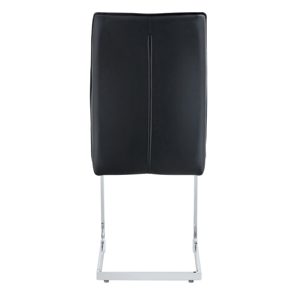 English Elm Luxury Modern Arch Chairs - Set Of 4 Black Pu Upholstered Dining Chairs With Stylish Silver Legs W1151P154857