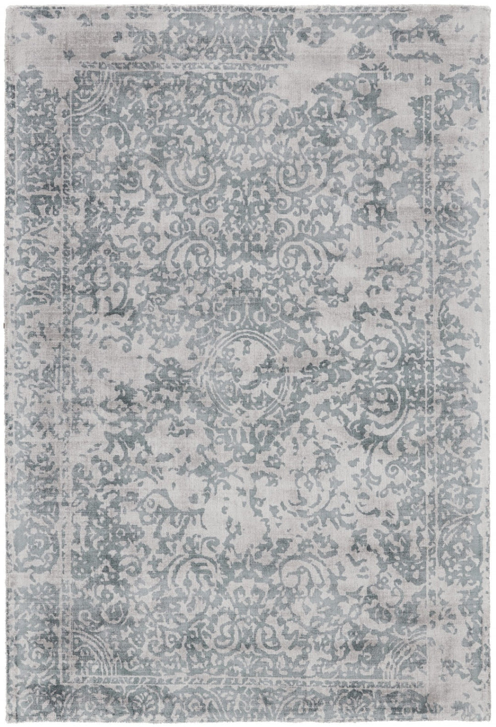HomeRoots 5' Hand-Woven Blue and Gray Abstract Area Rug for Modern Spaces, Unique Artistry and Durability 5' X 8' 511325