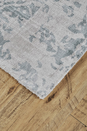 HomeRoots 5' Hand-Woven Blue and Gray Abstract Area Rug for Modern Spaces, Unique Artistry and Durability 5' X 8' 511325