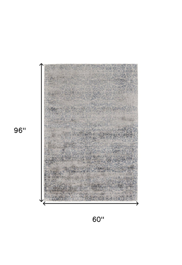 HomeRoots 5' Gray and Ivory Hand-Woven Abstract Area Rug - Artisan Charm for Modern Homes and Transitional Spaces 5' X 8' 511328