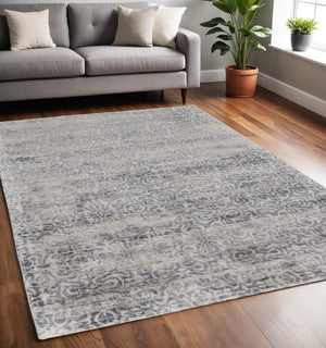 HomeRoots 5' Gray and Ivory Hand-Woven Abstract Area Rug - Artisan Charm for Modern Homes and Transitional Spaces 5' X 8' 511328