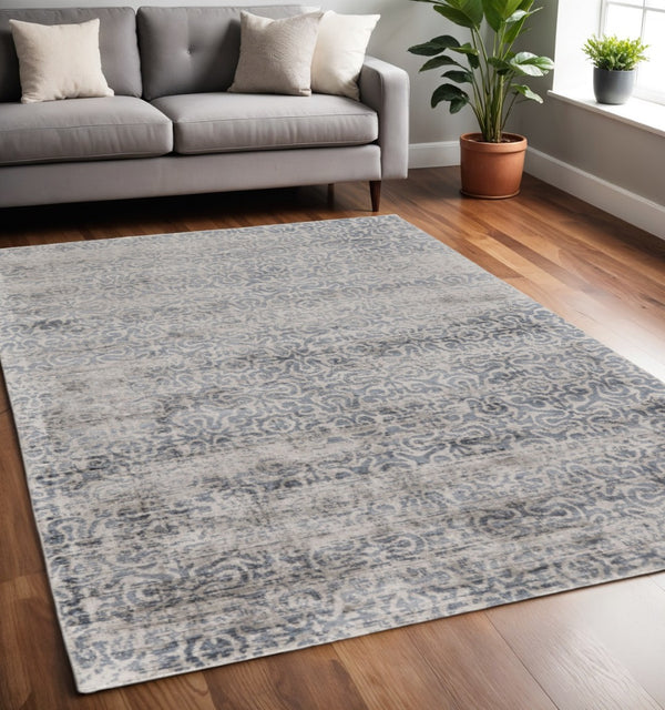 HomeRoots 5' Gray and Ivory Hand-Woven Abstract Area Rug - Artisan Charm for Modern Homes and Transitional Spaces 5' X 8' 511328