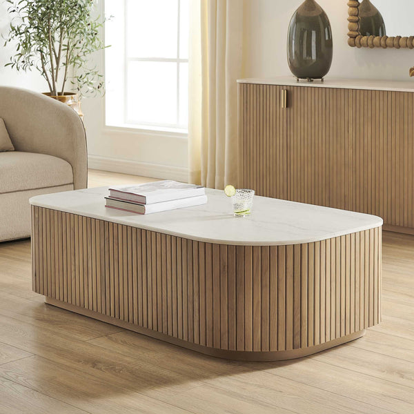 Uttermost Arik White Marble Top Alder Wood Coffee Table for Elegant Living Rooms