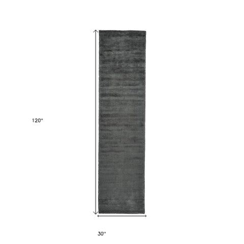 Homeroots 4' Hand Woven Area Rug - Unique Artisan Crafted Design For Stylish Home Décor And Comfort Gray,Black Viscose 511335