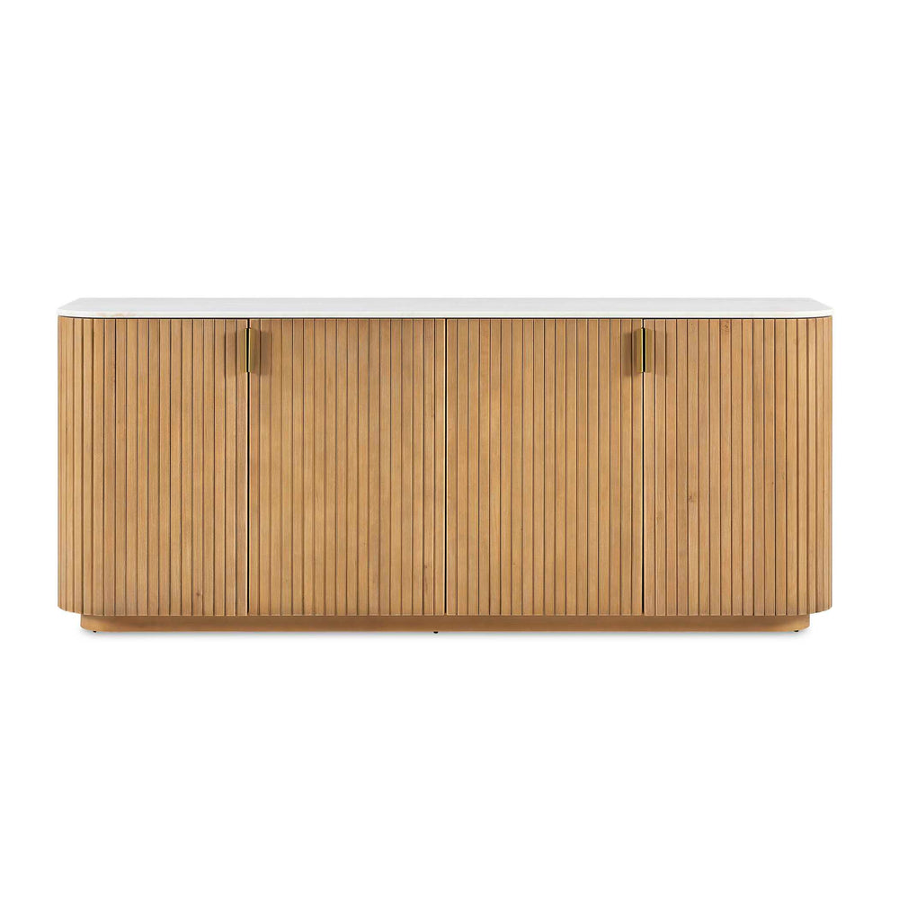 Uttermost Uttermost Arik Reeded Alder Wood Sideboard with Marble Top and Brass Pulls 51133