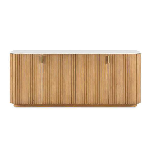 Uttermost Uttermost Arik Reeded Alder Wood Sideboard with Marble Top and Brass Pulls 51133