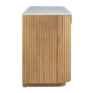 Uttermost Arik Reeded Alder Wood Sideboard with Marble Top and Brass Pulls